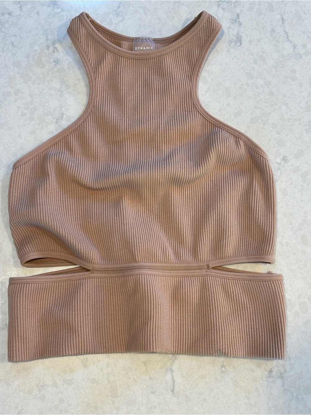Dynamic Women's Ribbed Cutout Crop Top in Mauve